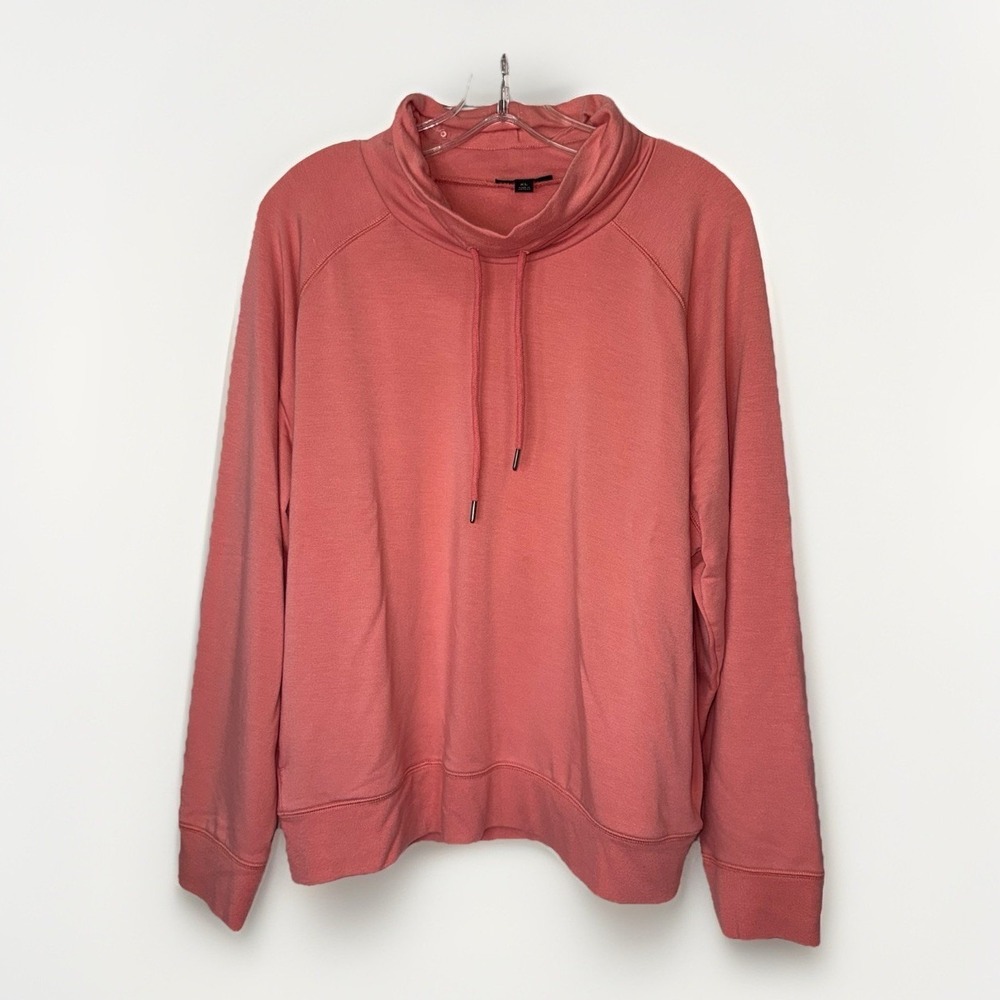 J.Crew Cloud Fleece Funnel Neck Pullover Sweatshirt XL Coral Pink Buttery Soft